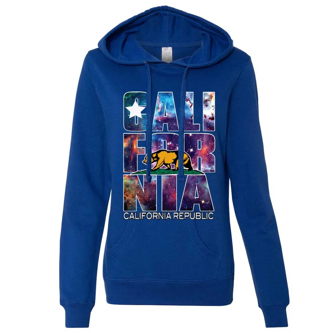 California Cosmic Flag Logo In Space Galaxy Ladies Lt./Wt. Hoodie