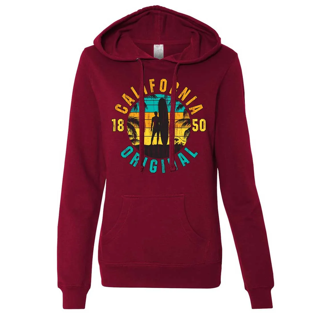 California Original Vintage Surfer Ladies Lightweight Fitted Hoodie