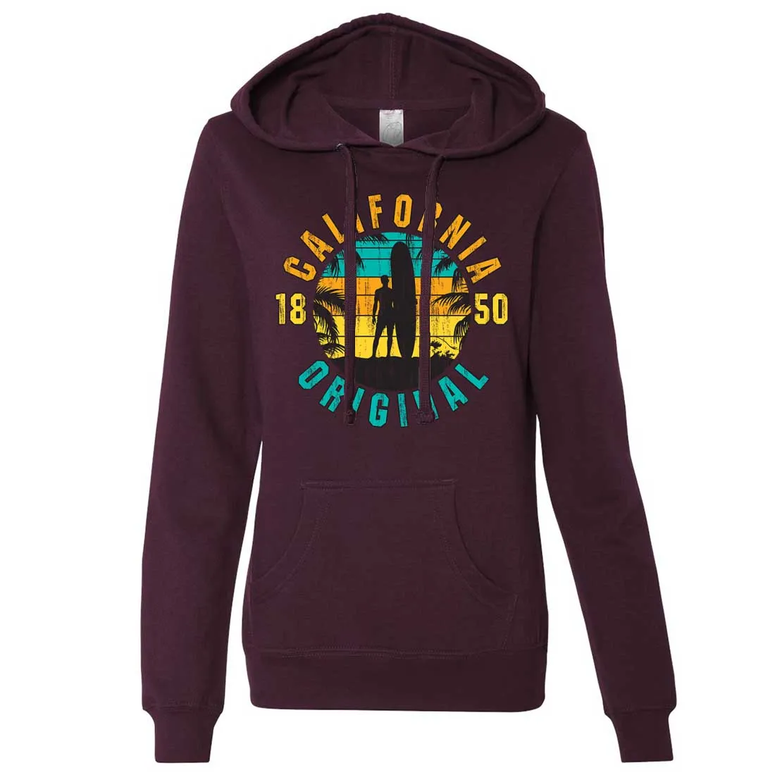 California Original Vintage Surfer Ladies Lightweight Fitted Hoodie