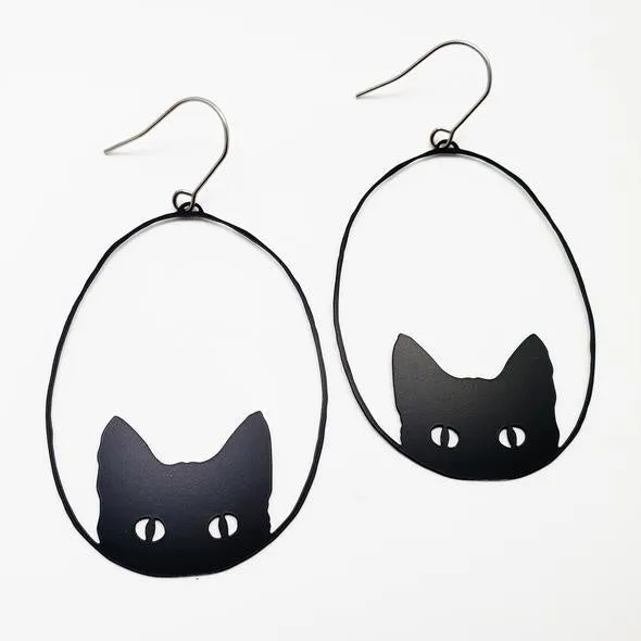 Cats Earrings - Black