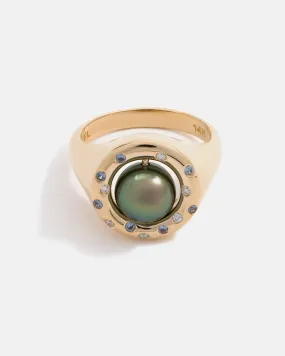 Celeste Ring in 14k Fairmined Gold with Tahitian Pearl