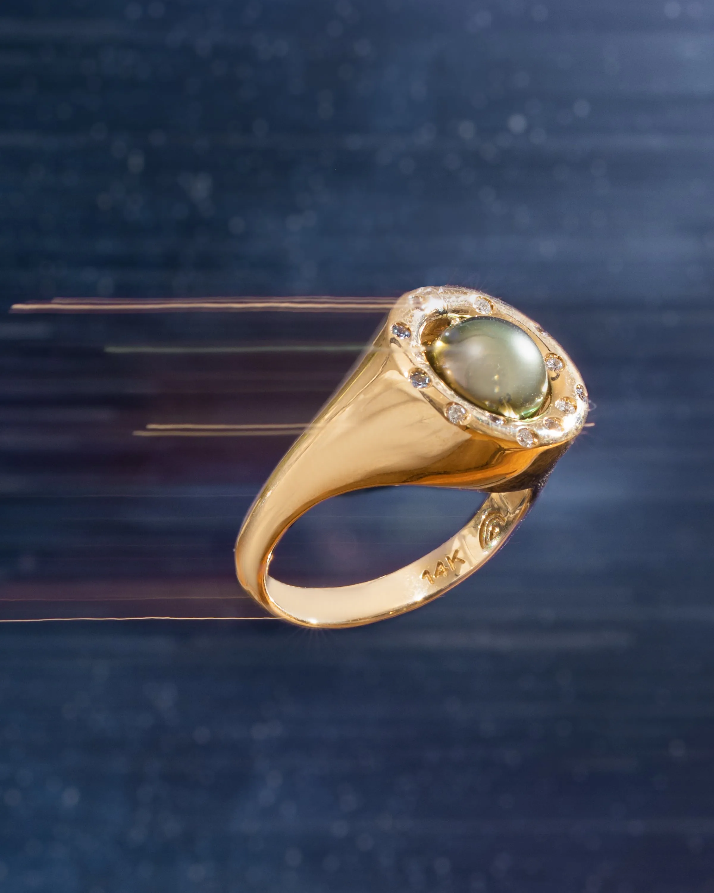 Celeste Ring in 14k Fairmined Gold with Tahitian Pearl