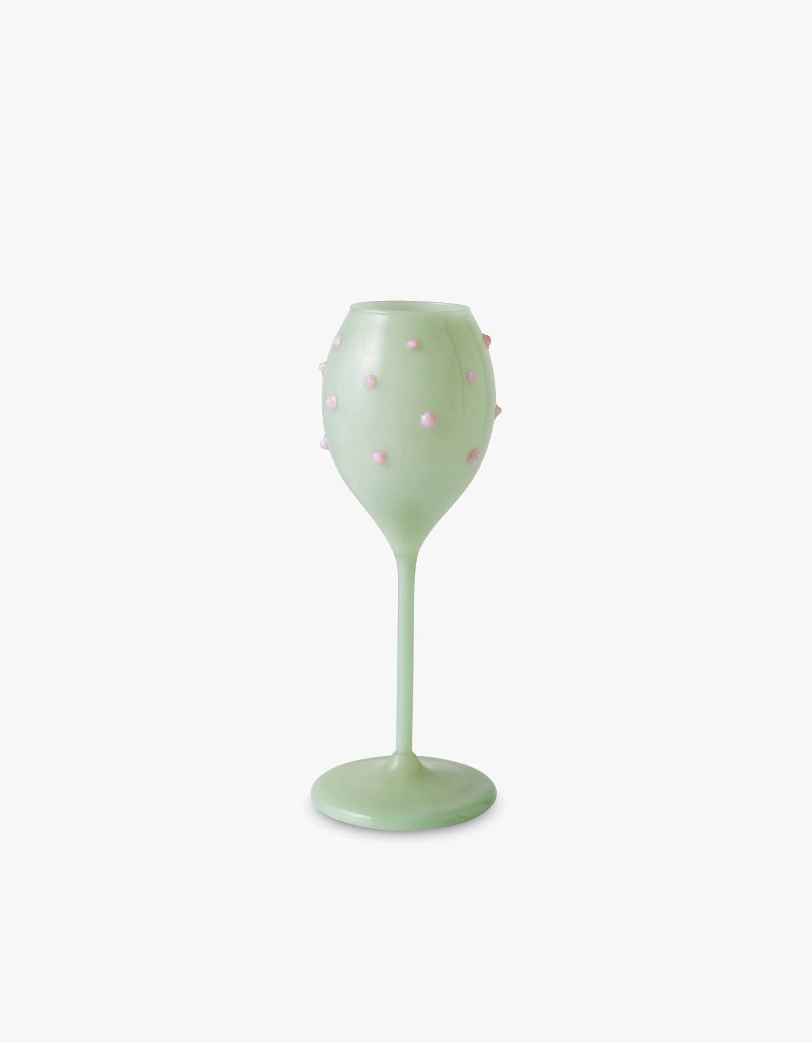 Champagne Glass Set - Pistachio Polka Dot