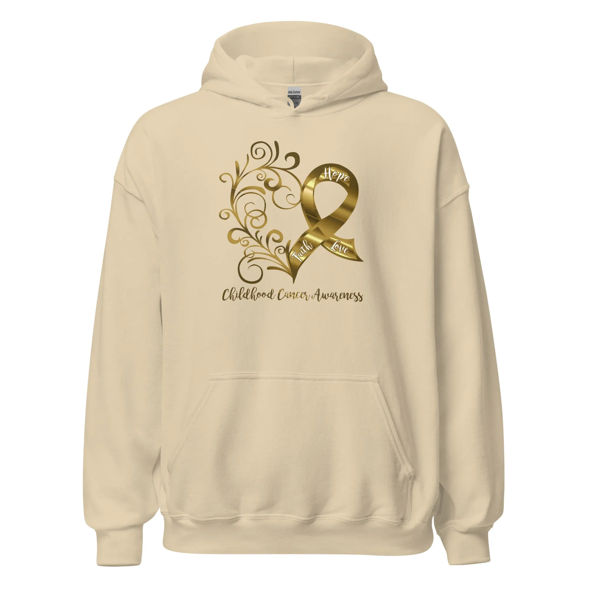 Childhood Cancer Awareness Heart Adult Size Hoodie (Several Colors Available)