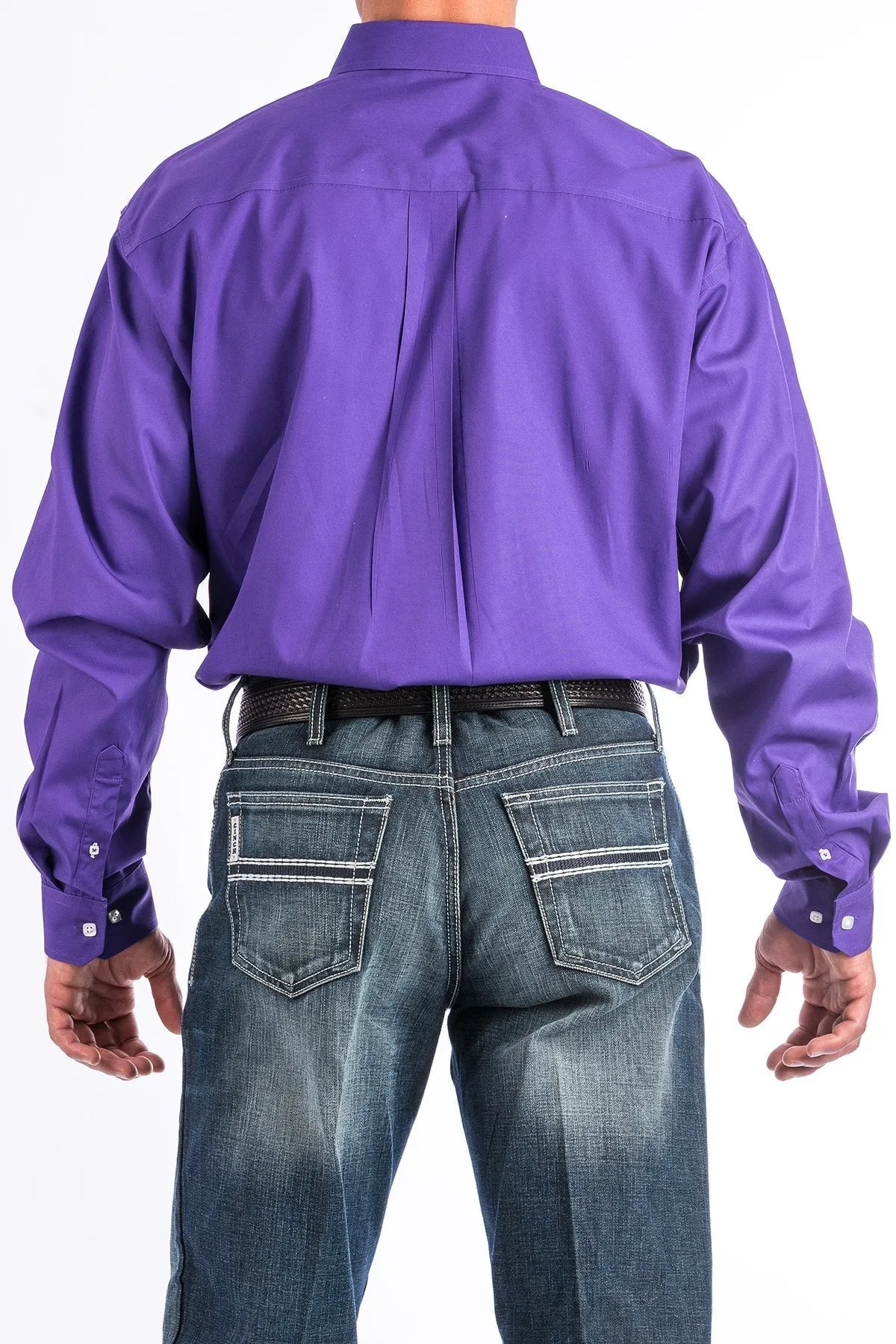 Cinch Mens Solid Purple Button Down Western Shirt Style MTW1103802