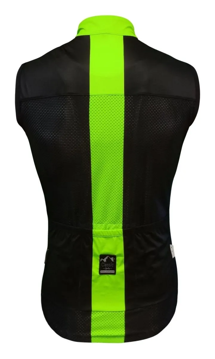 Classic Cycling Women's Wind Vest - Black with Fluo