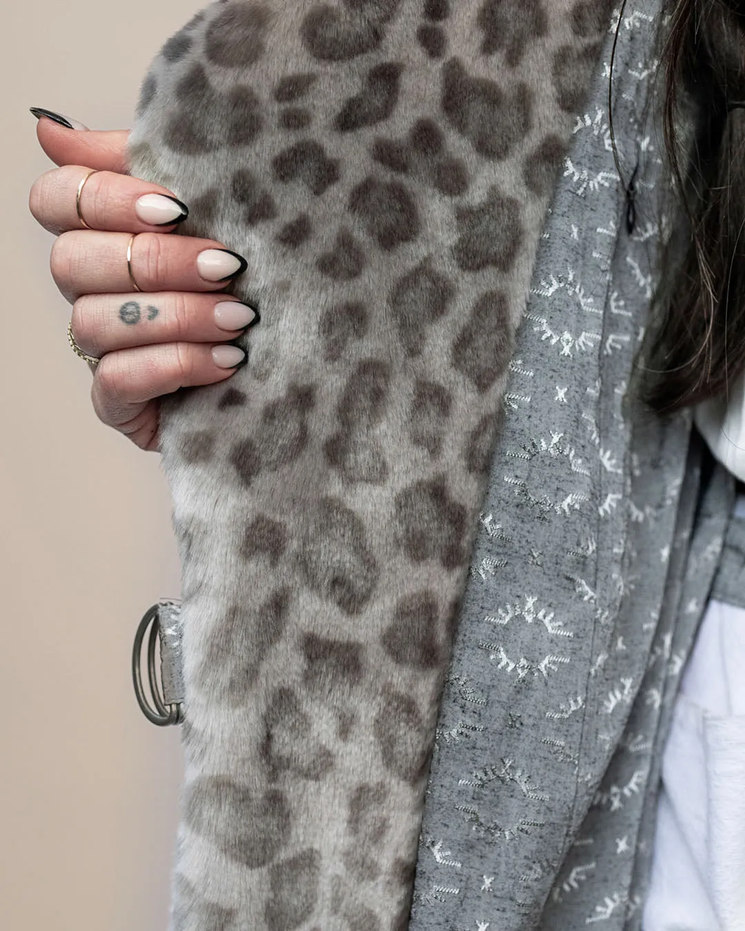 Classic Women's Long Faux Fur Coat | Silver Leopard Print