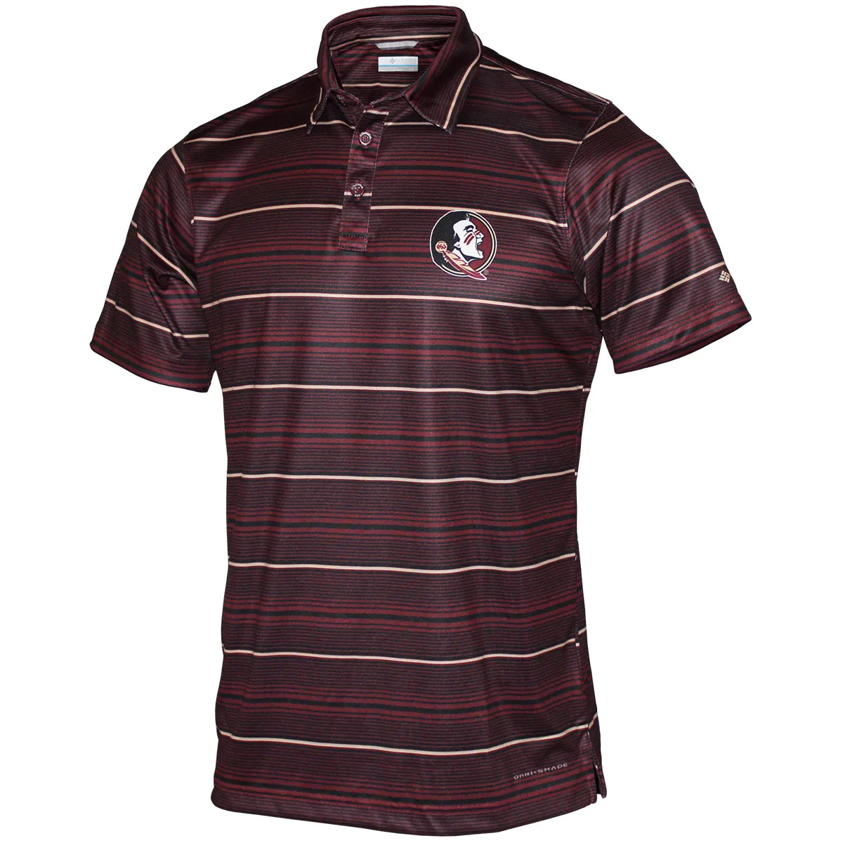 Columbia Men's Seminole Logo Super Terminal Tackle Stripe Polo - Garnet