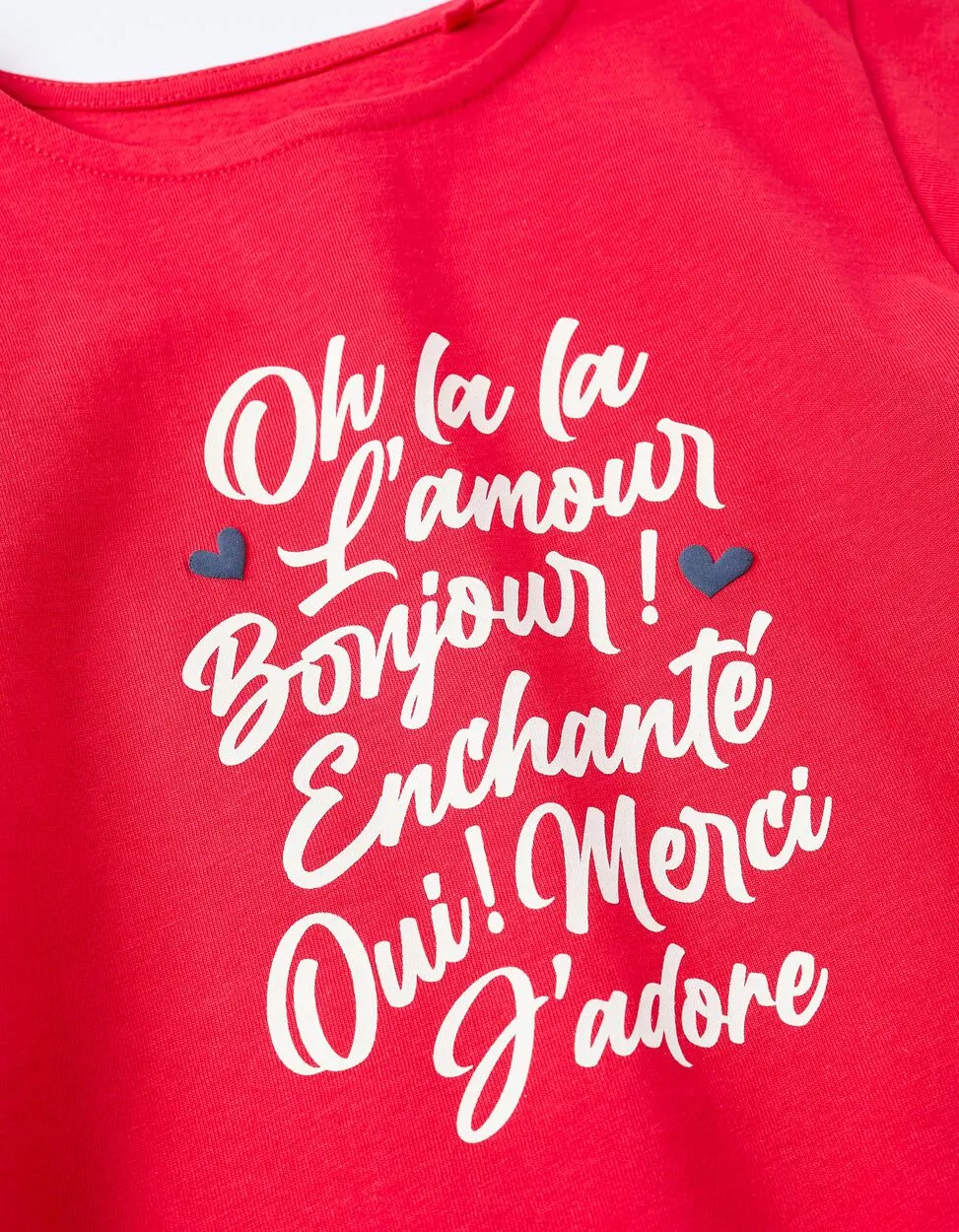 Cotton T-shirt for Girls 'Oh La La', Red