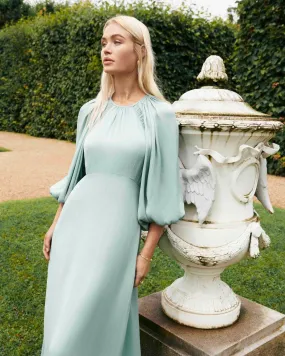 Crepe Satin Maxi Dress Turquoise