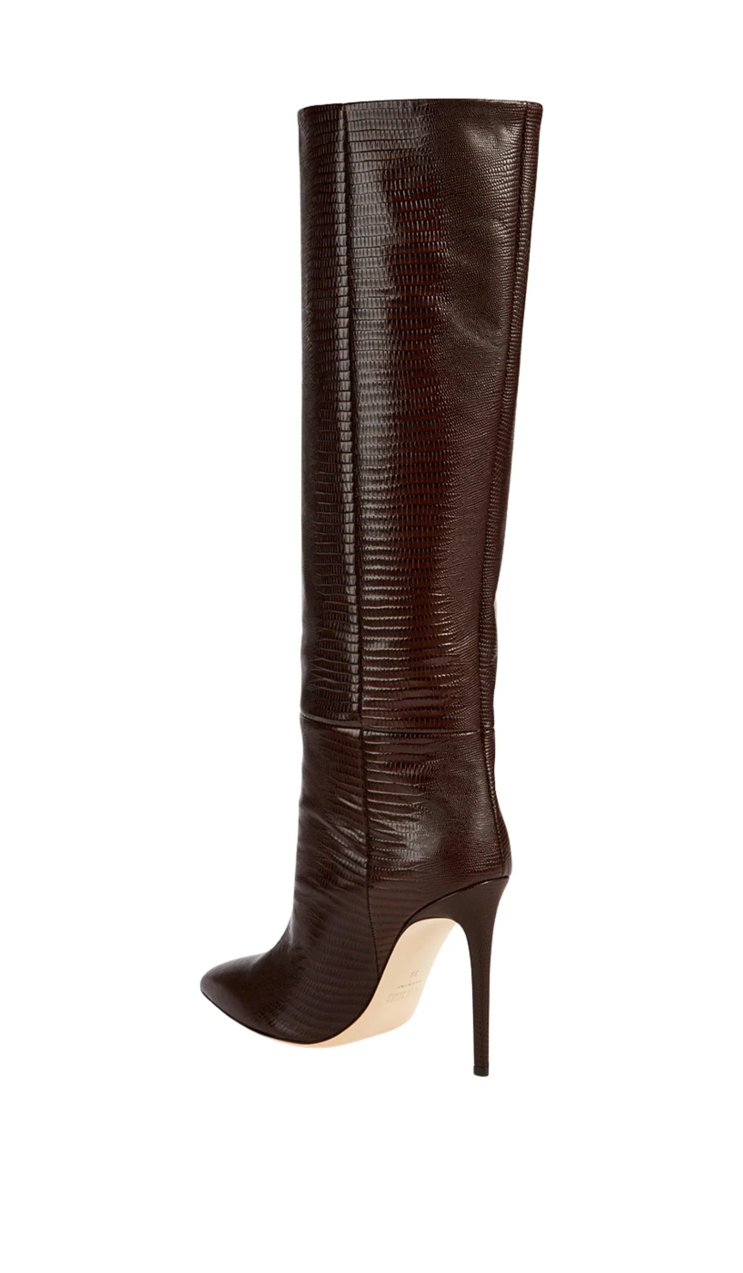 Crocodile-effect Leather Knee-High Boots