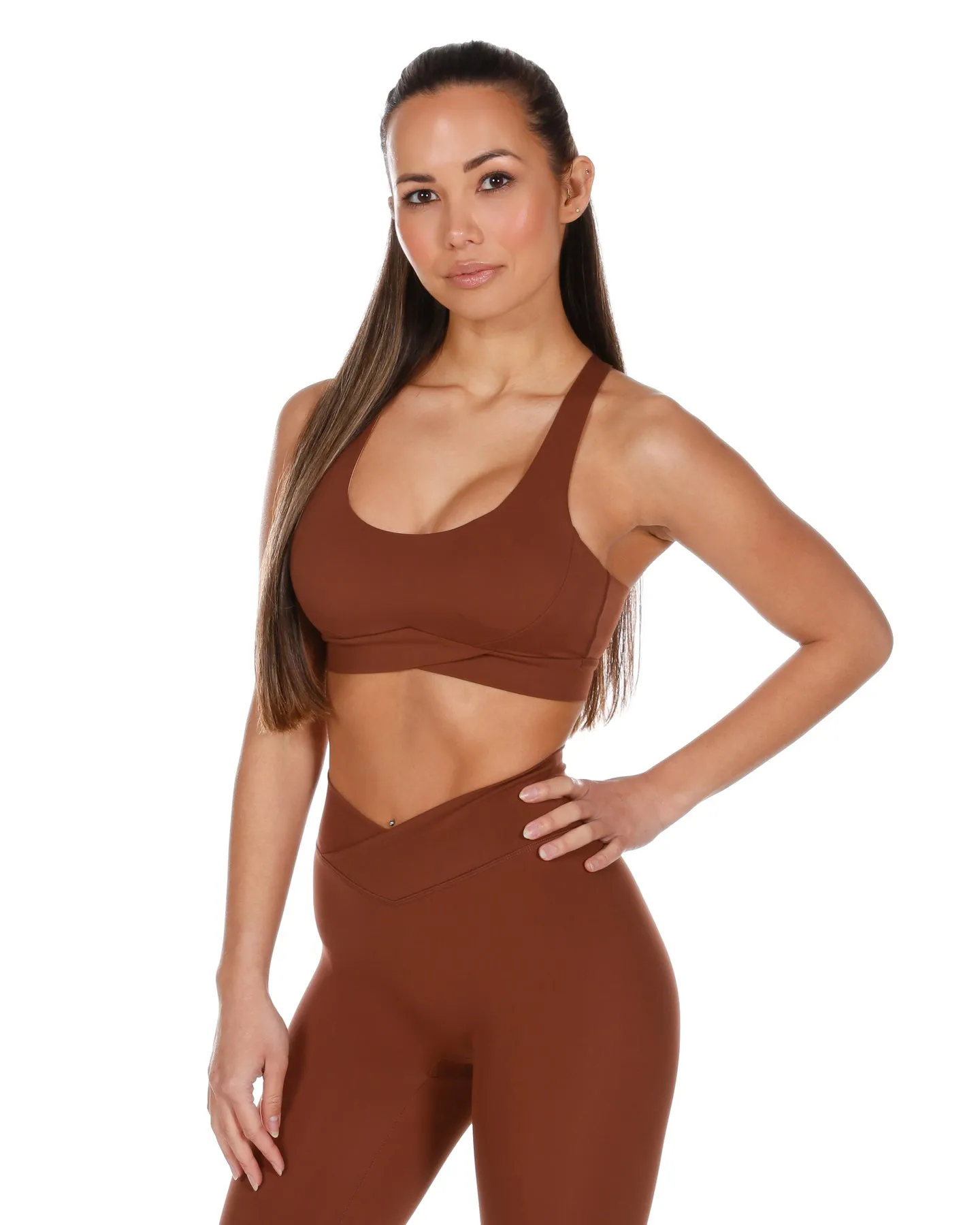 Cross Over Sports Bra - Cappuccino