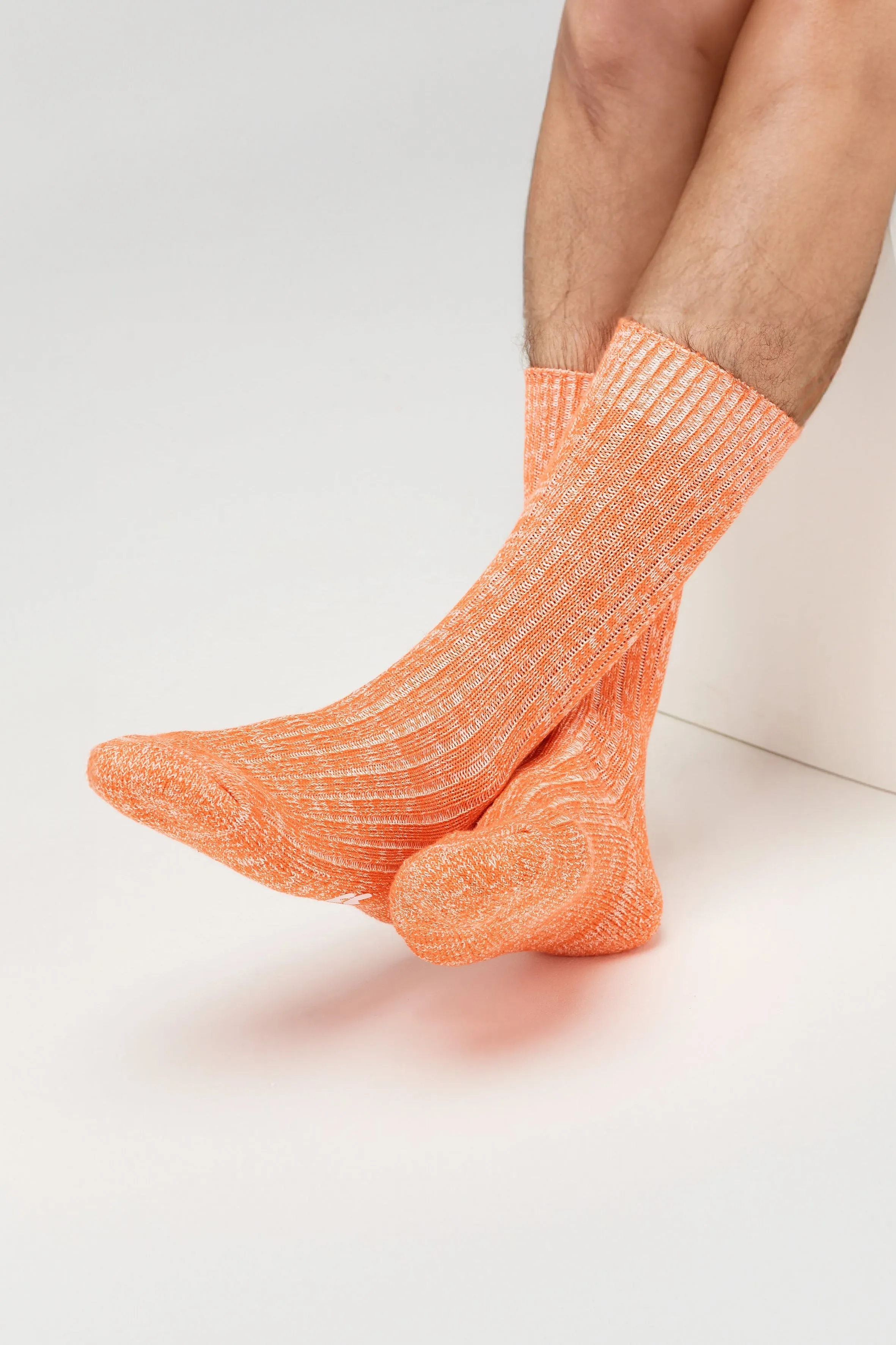 Cushioned Cotton Walking Sock - Orange/White