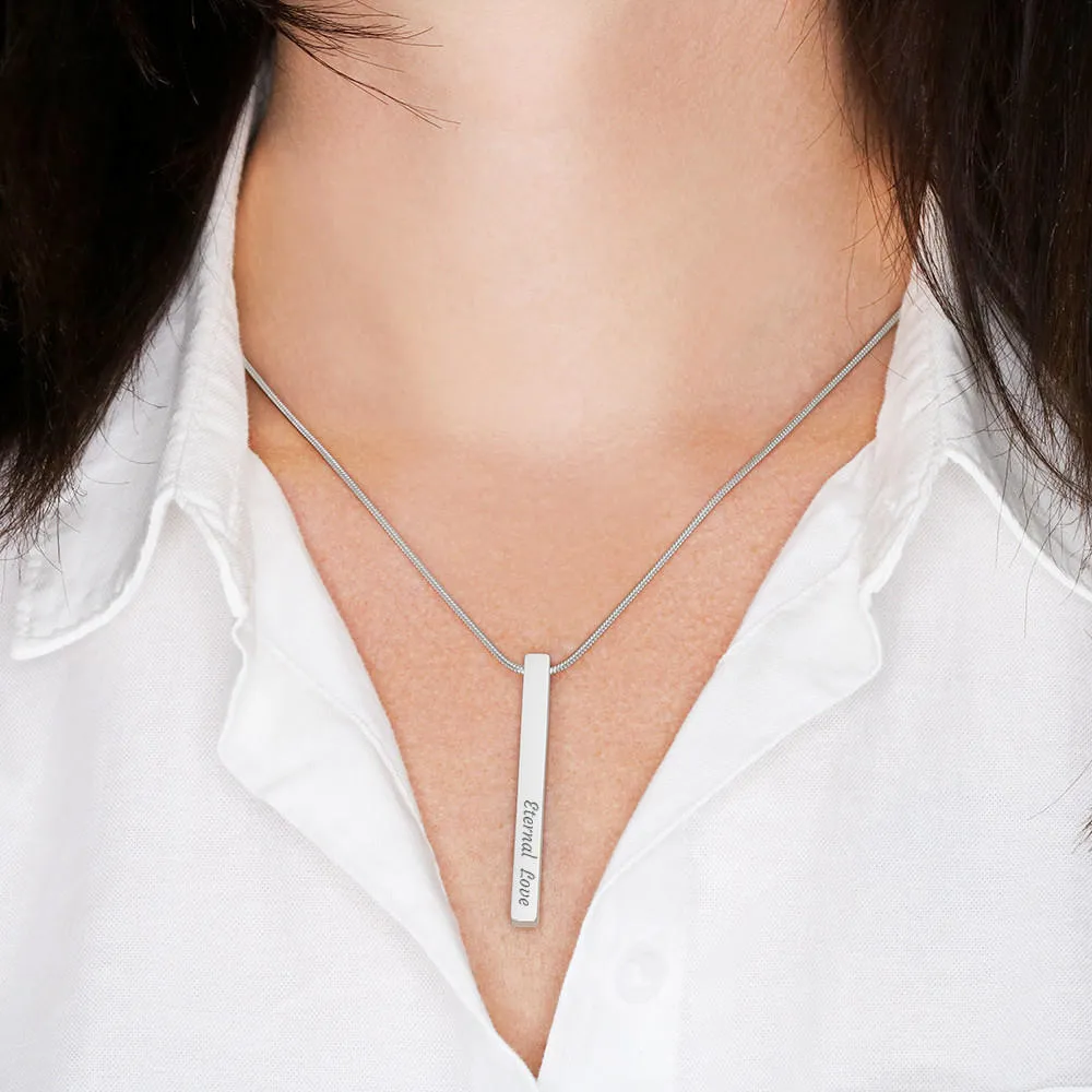 Custom Vertical Bar Necklace - Custom 2 Side And Get Gifts For Mom Message Card