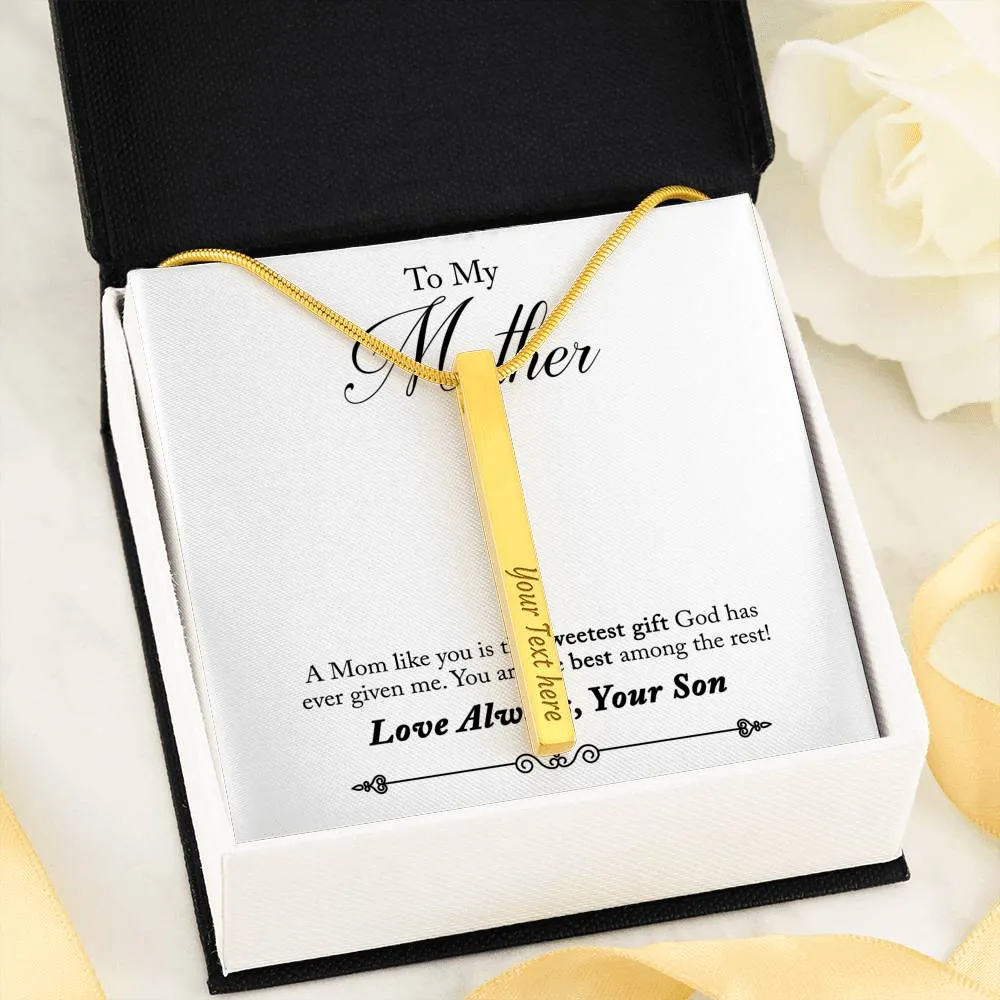 Custom Vertical Bar Necklace - Custom 2 Side And Get Gifts For Mom Message Card