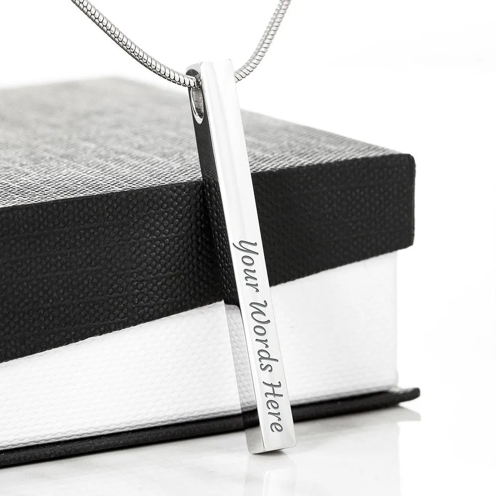 Custom Vertical Bar Necklace - Custom 2 Side And Get Gifts For Mom Message Card