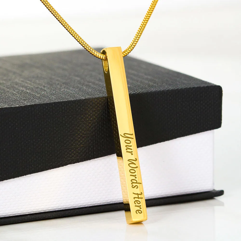 Custom Vertical Bar Necklace - Custom 2 Side And Get Gifts For Mom Message Card