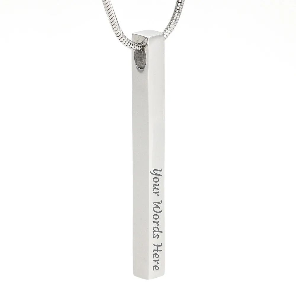 Custom Vertical Bar Necklace - Custom 2 Side And Get Gifts For Mom Message Card