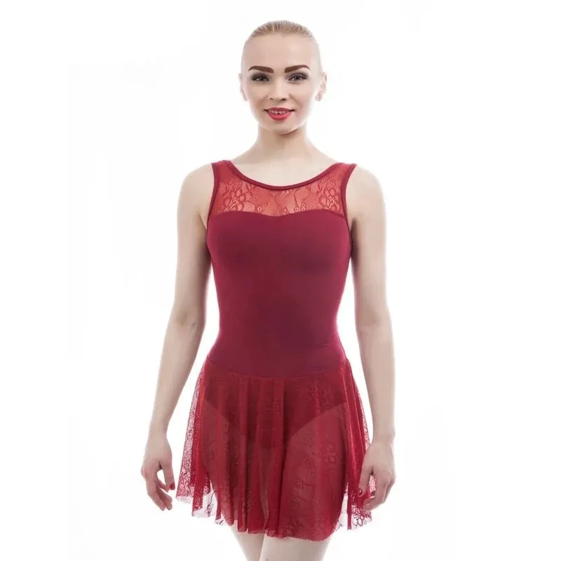 #D0025 Adult Ballet Dance Leotard with Attached Lace Skirt- Lyrical- Ballet