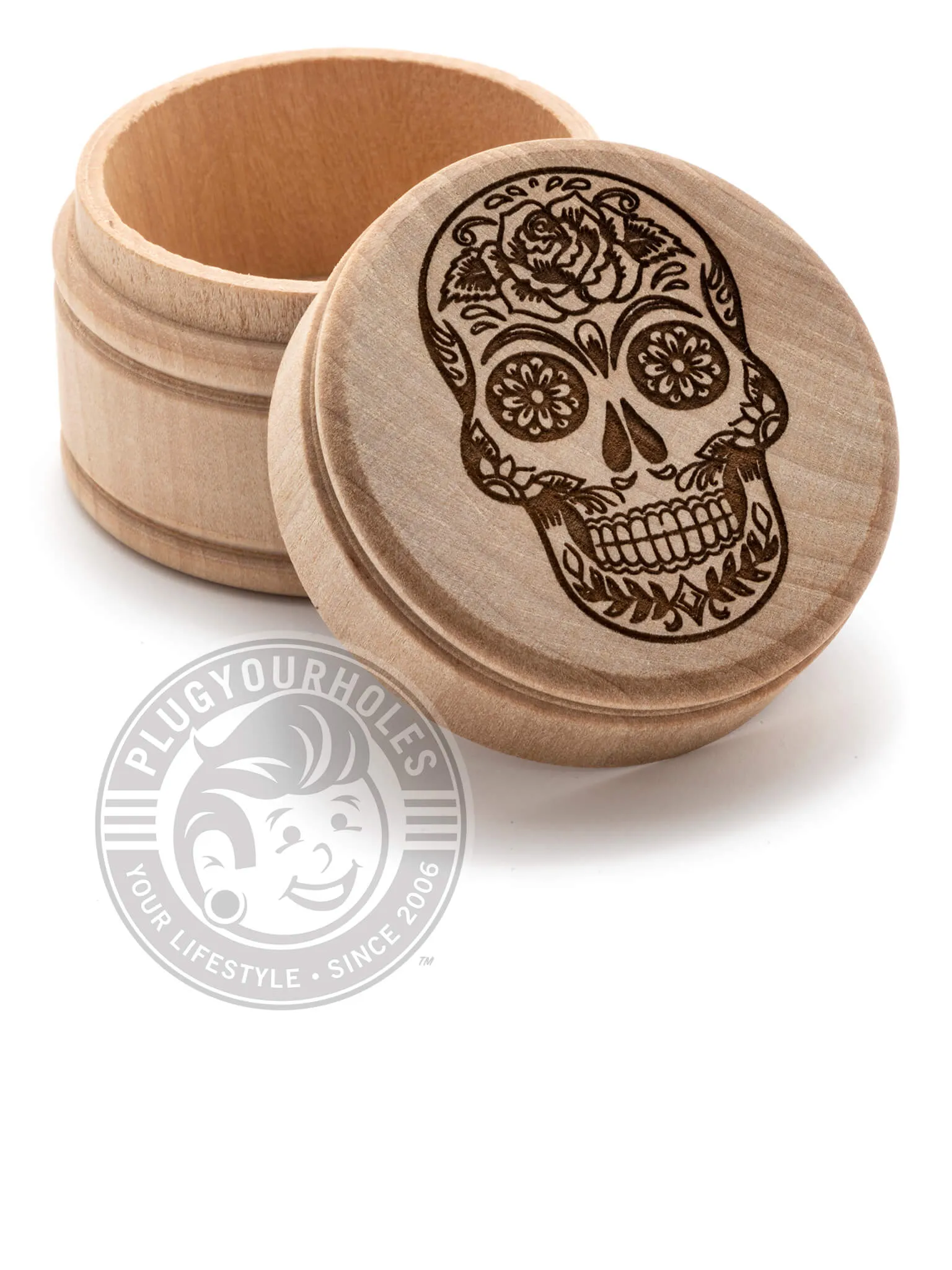 Dia De Los Muertos Skull Engraved Plug Box