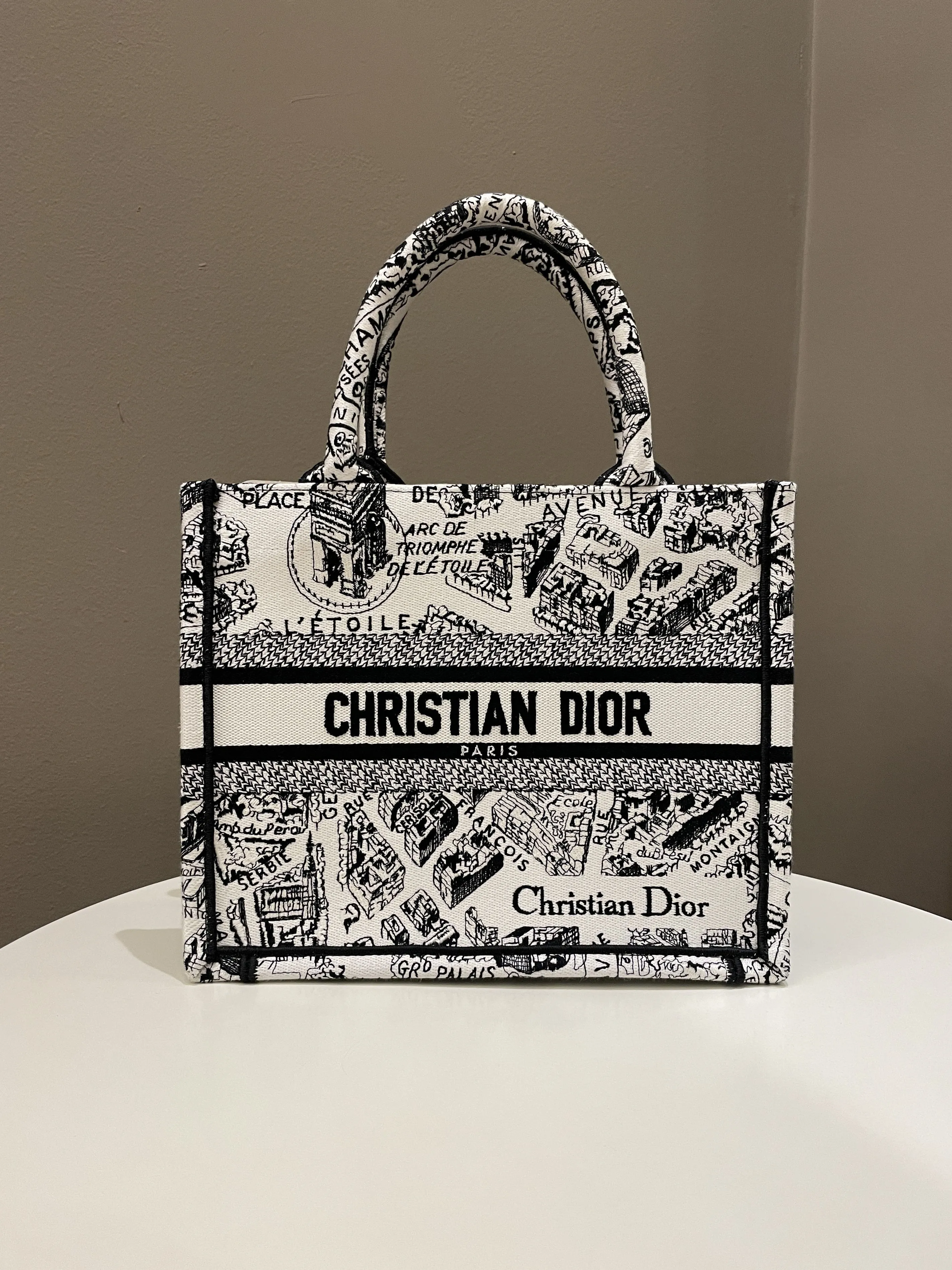 Dior Plan de Paris Book Tote  White / Black