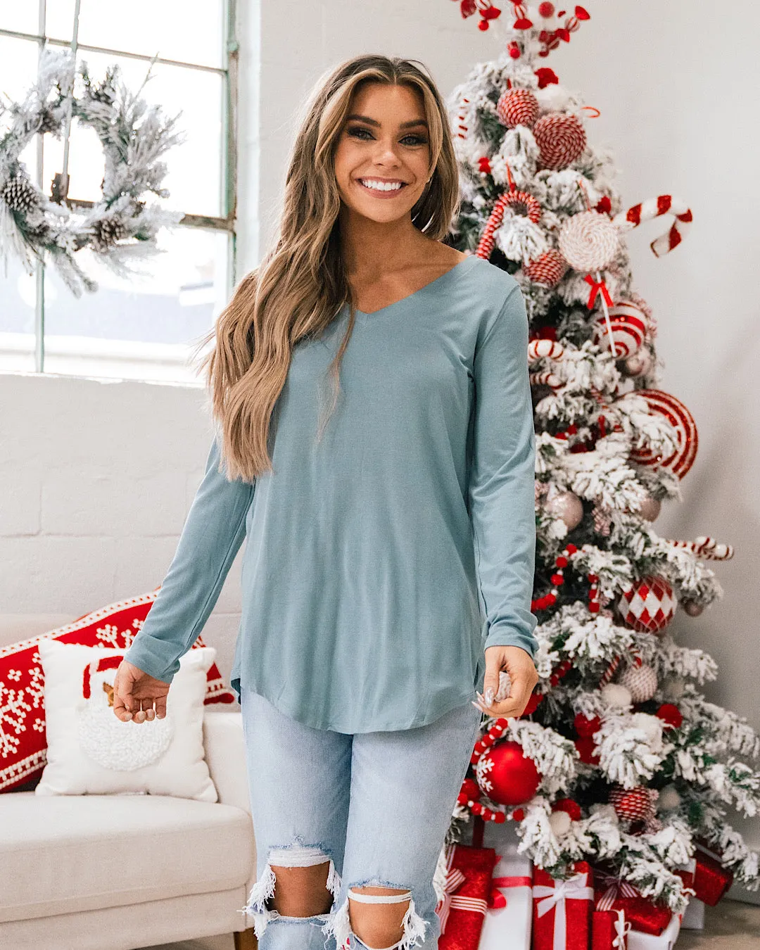 DOORBUSTER! Long Sleeve V Neck Top - 10 Colors FINAL SALE