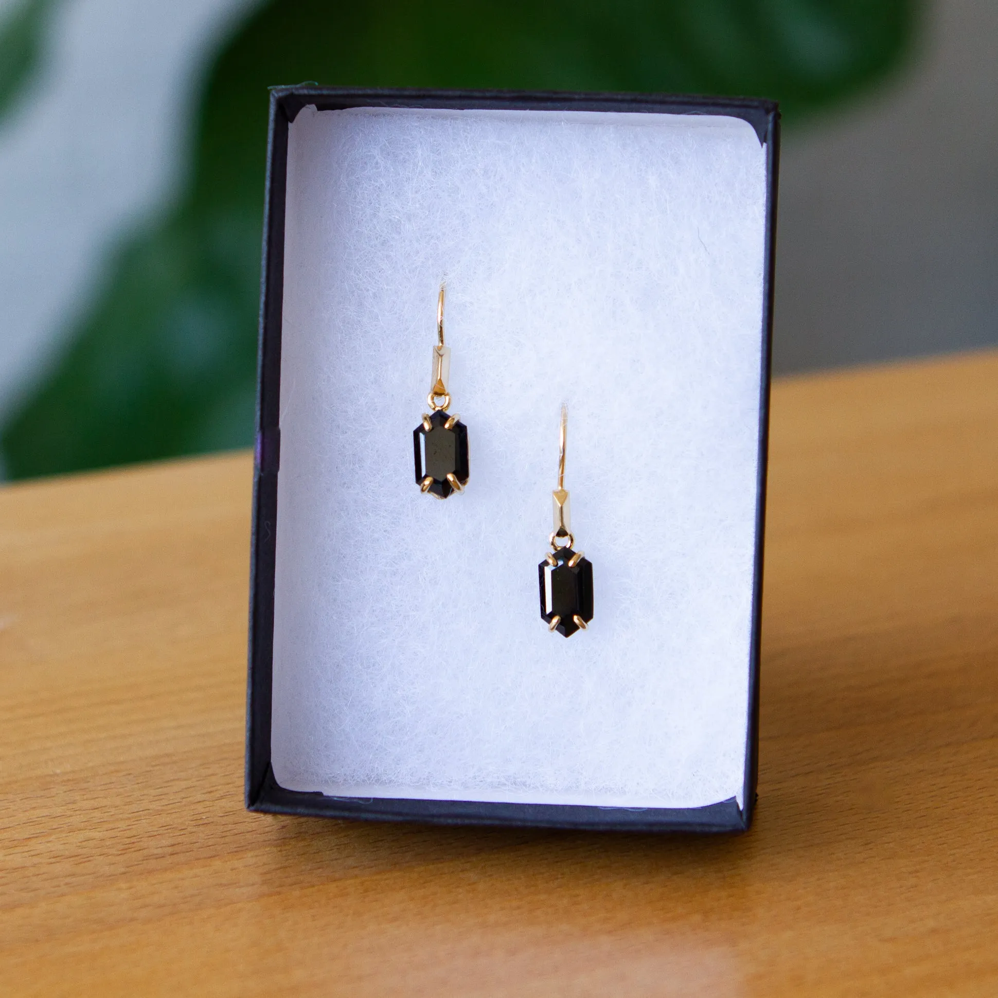 Eloise Black Garnet Earrings in Vermeil