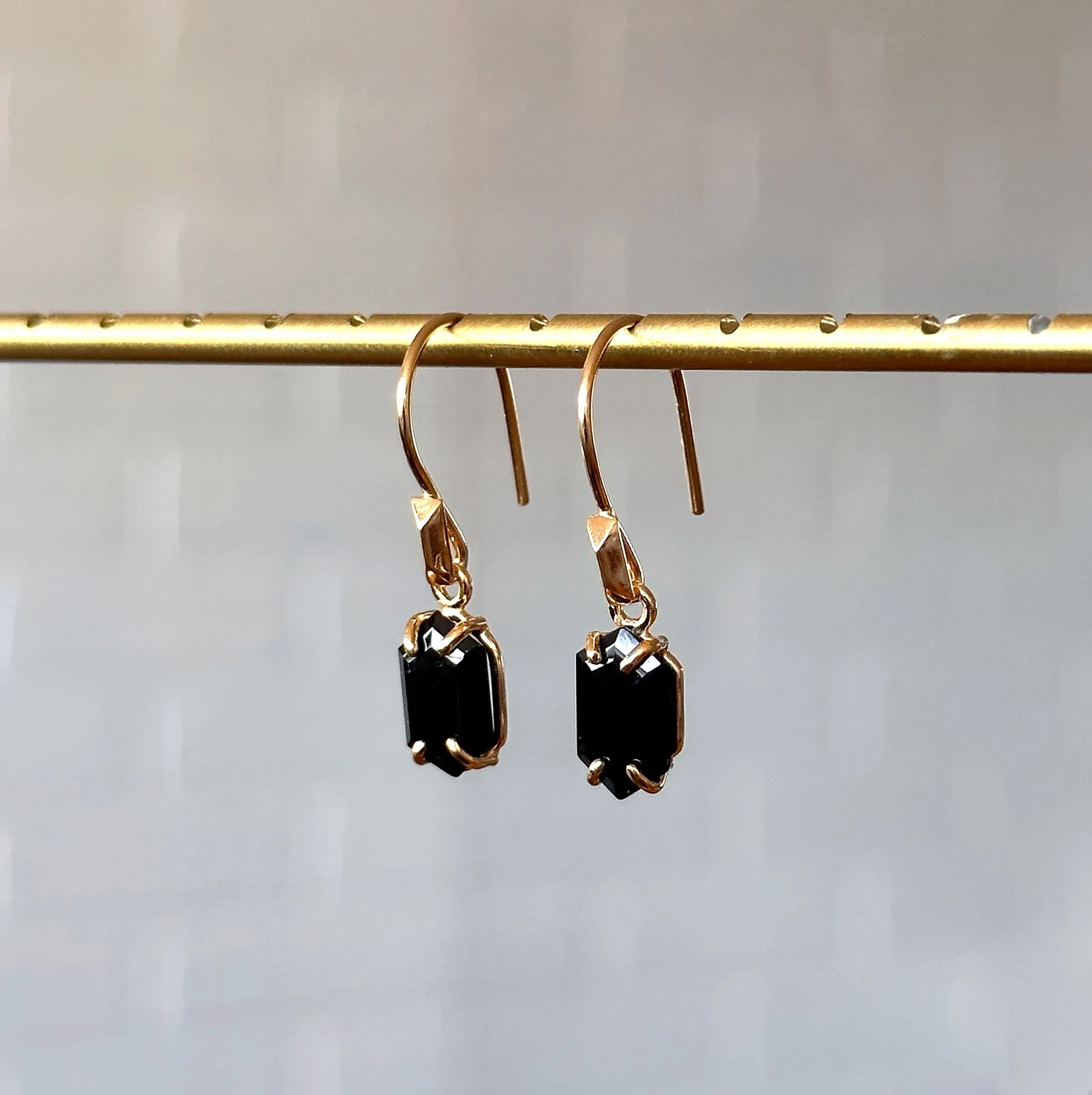 Eloise Black Garnet Earrings in Vermeil