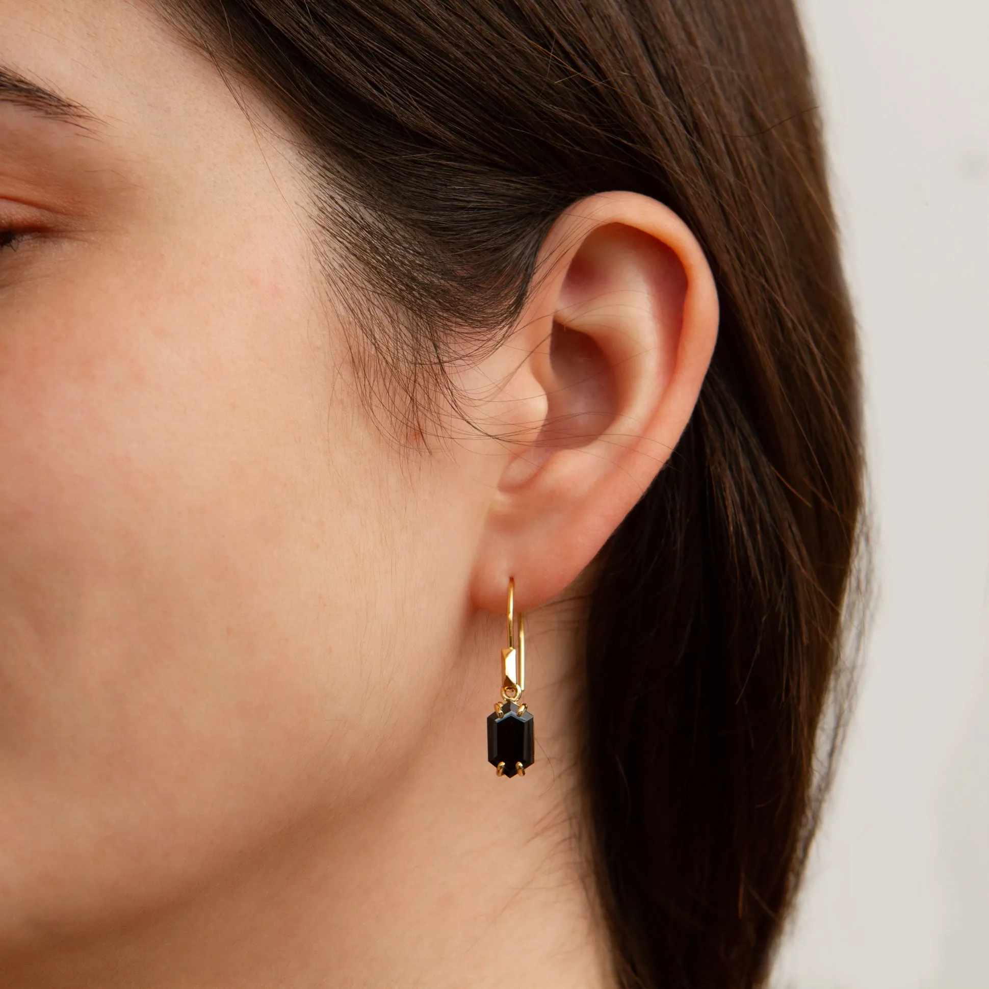 Eloise Black Garnet Earrings in Vermeil