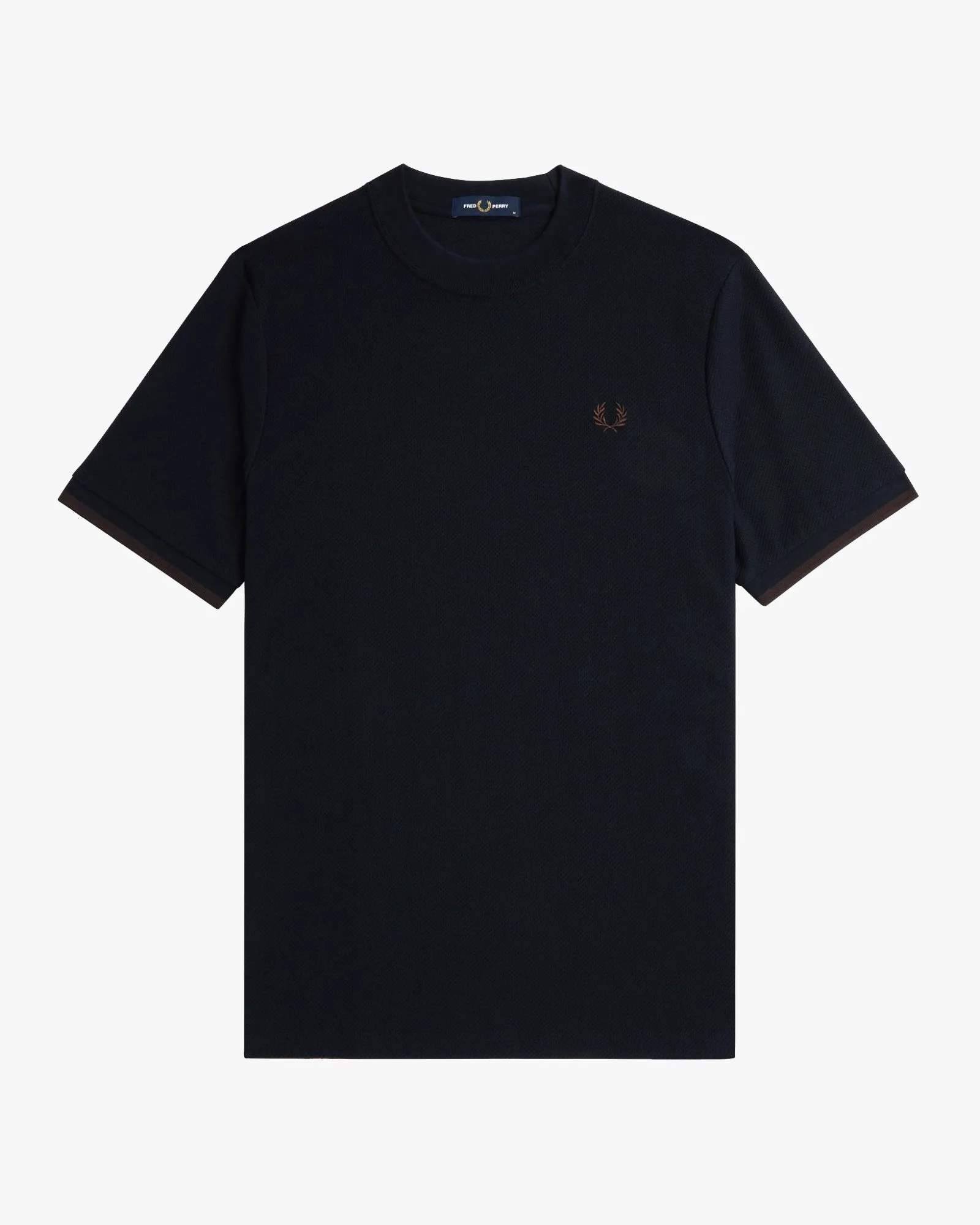 Fred Perry Tipped Cuff Pique T Shirt - Navy / Carrington Road Brick