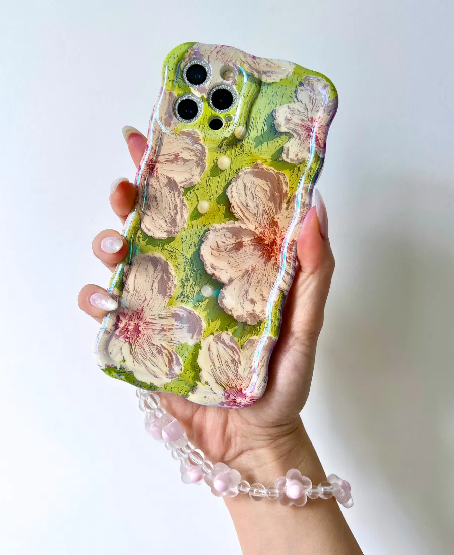 French Green Floral Wavy Phone Case