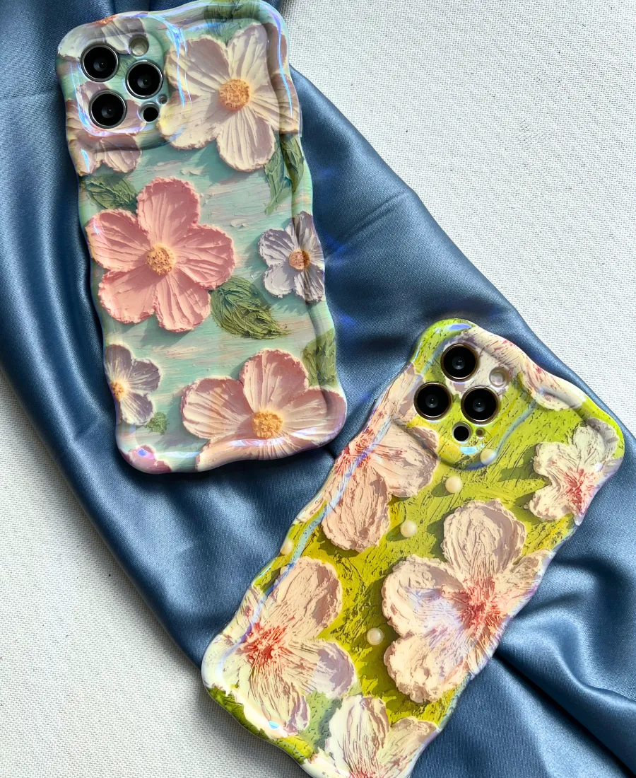 French Green Floral Wavy Phone Case