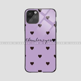 Glass Case With Purple Color And Black Heart Name