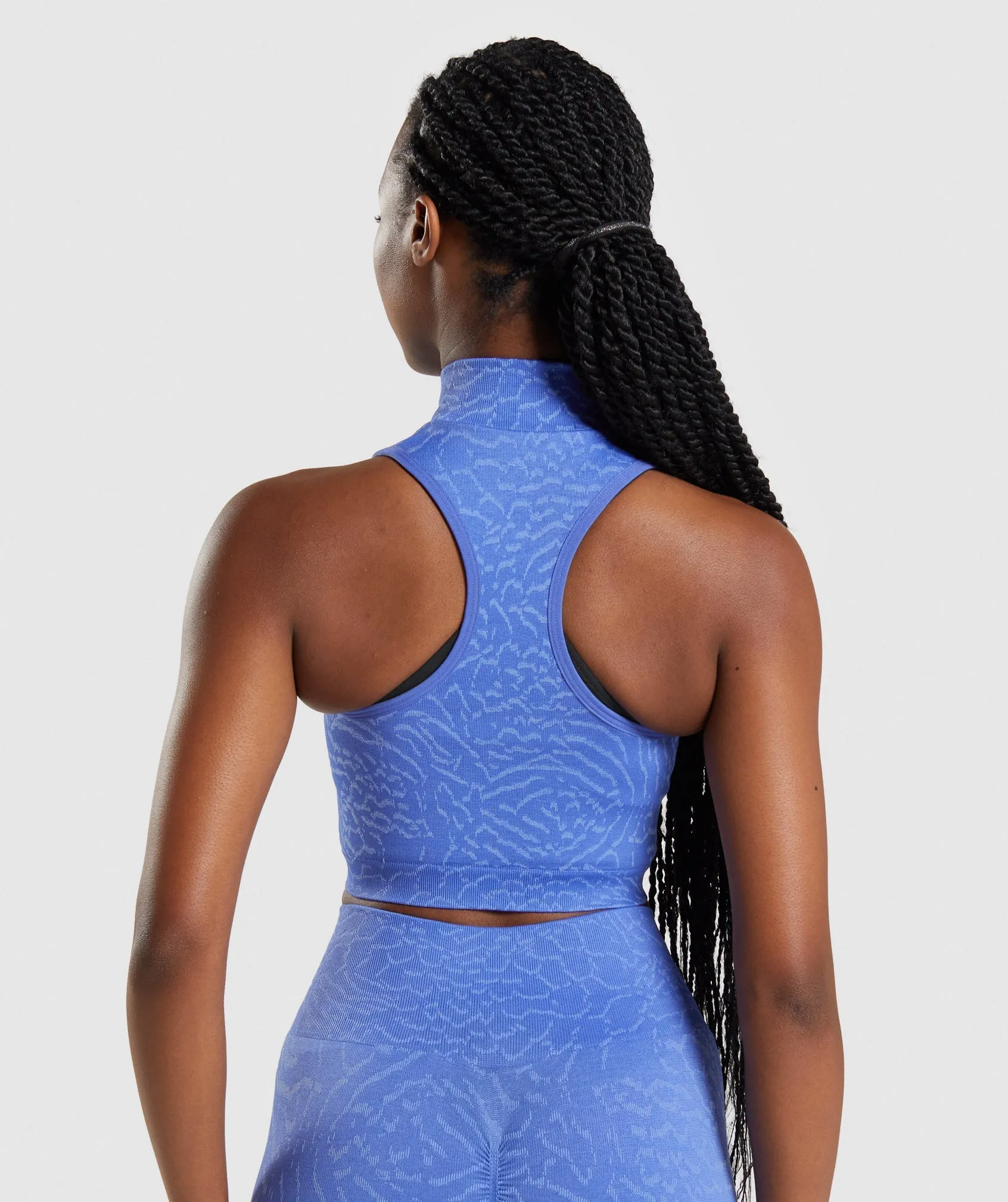 Gymshark Adapt Animal Seamless Crop 1/2 Zip - Hybrid | Court Blue