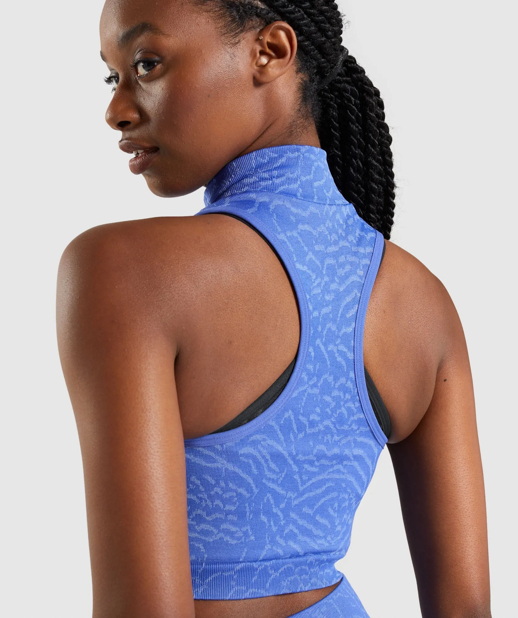 Gymshark Adapt Animal Seamless Crop 1/2 Zip - Hybrid | Court Blue