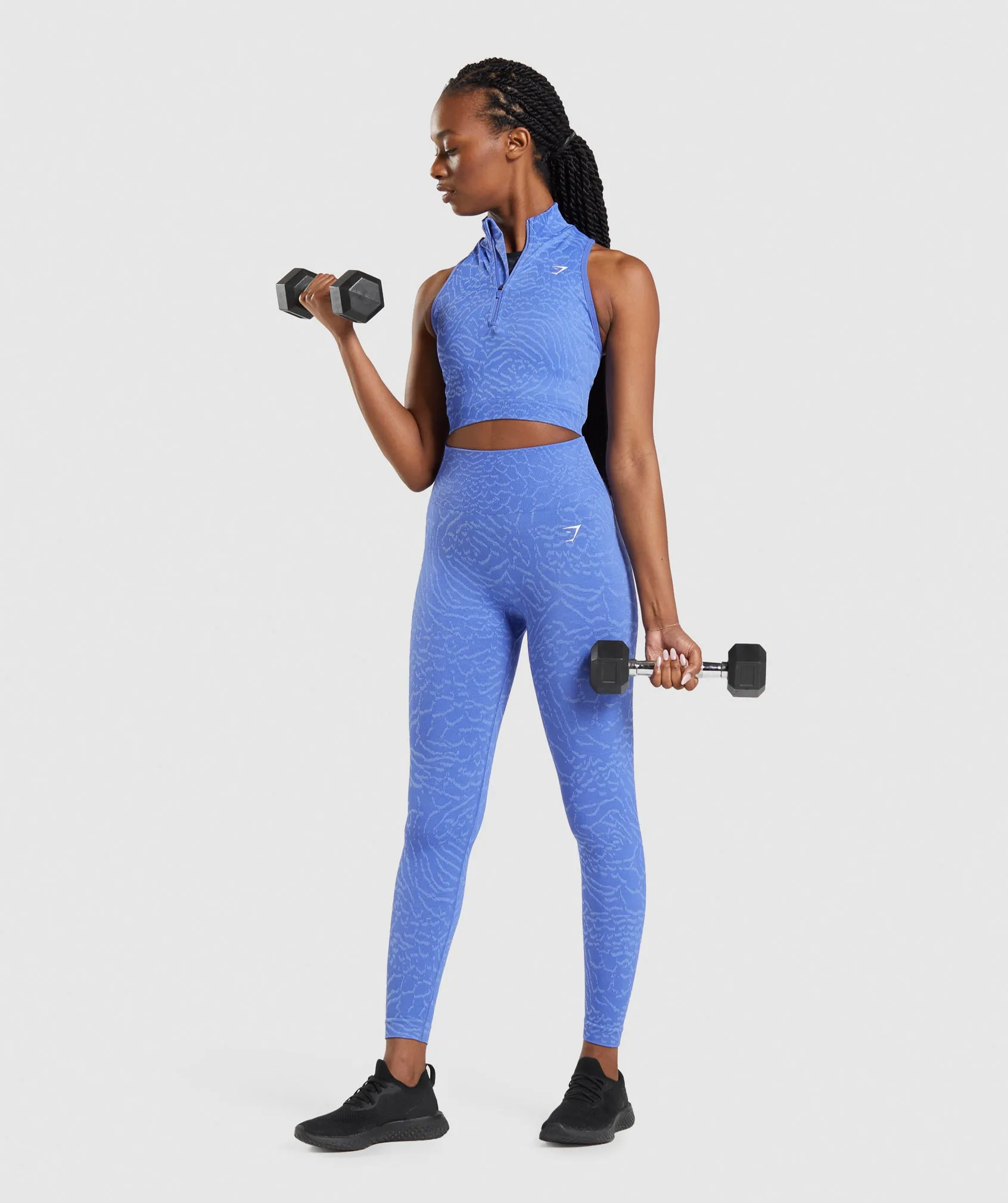 Gymshark Adapt Animal Seamless Crop 1/2 Zip - Hybrid | Court Blue