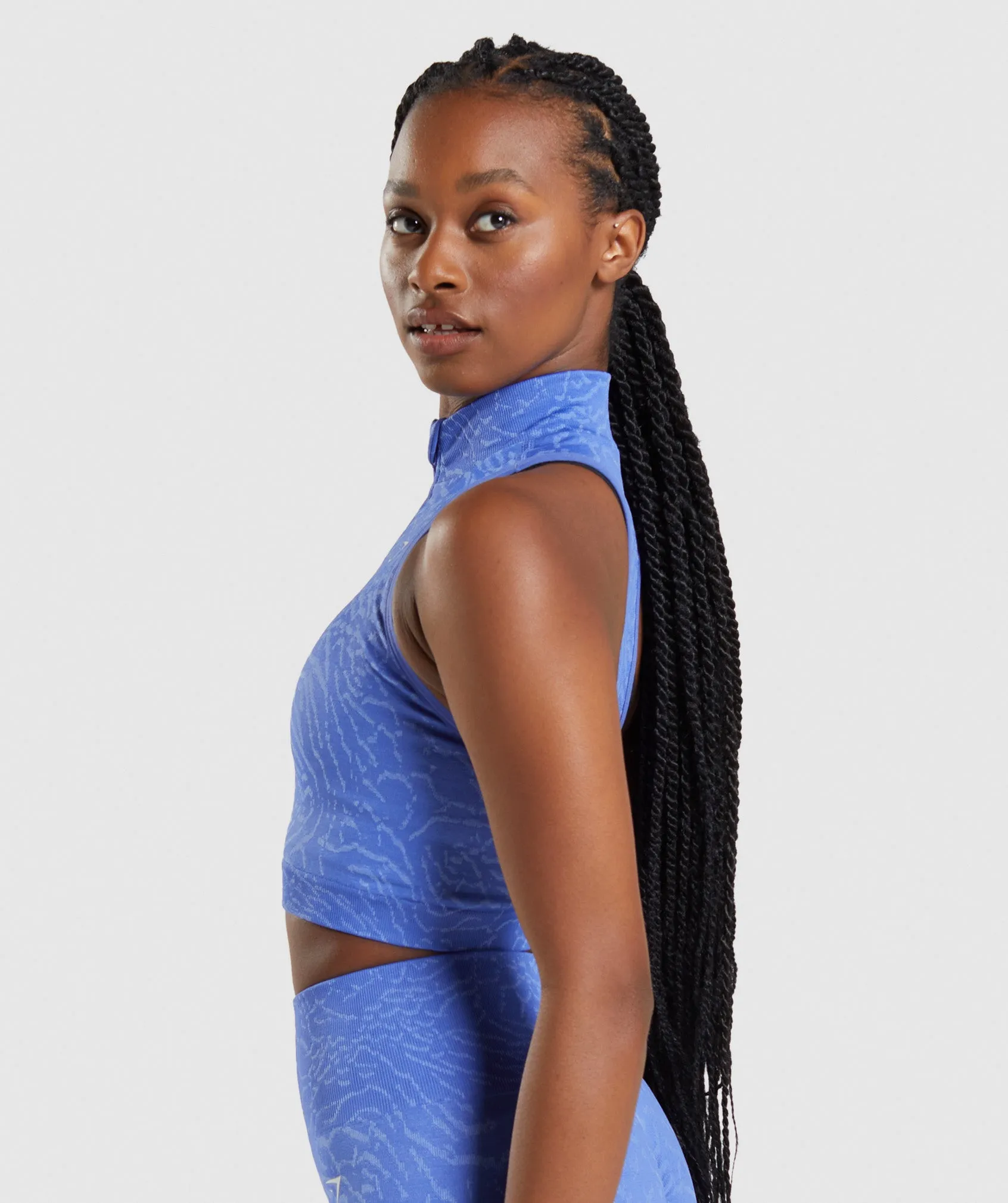 Gymshark Adapt Animal Seamless Crop 1/2 Zip - Hybrid | Court Blue