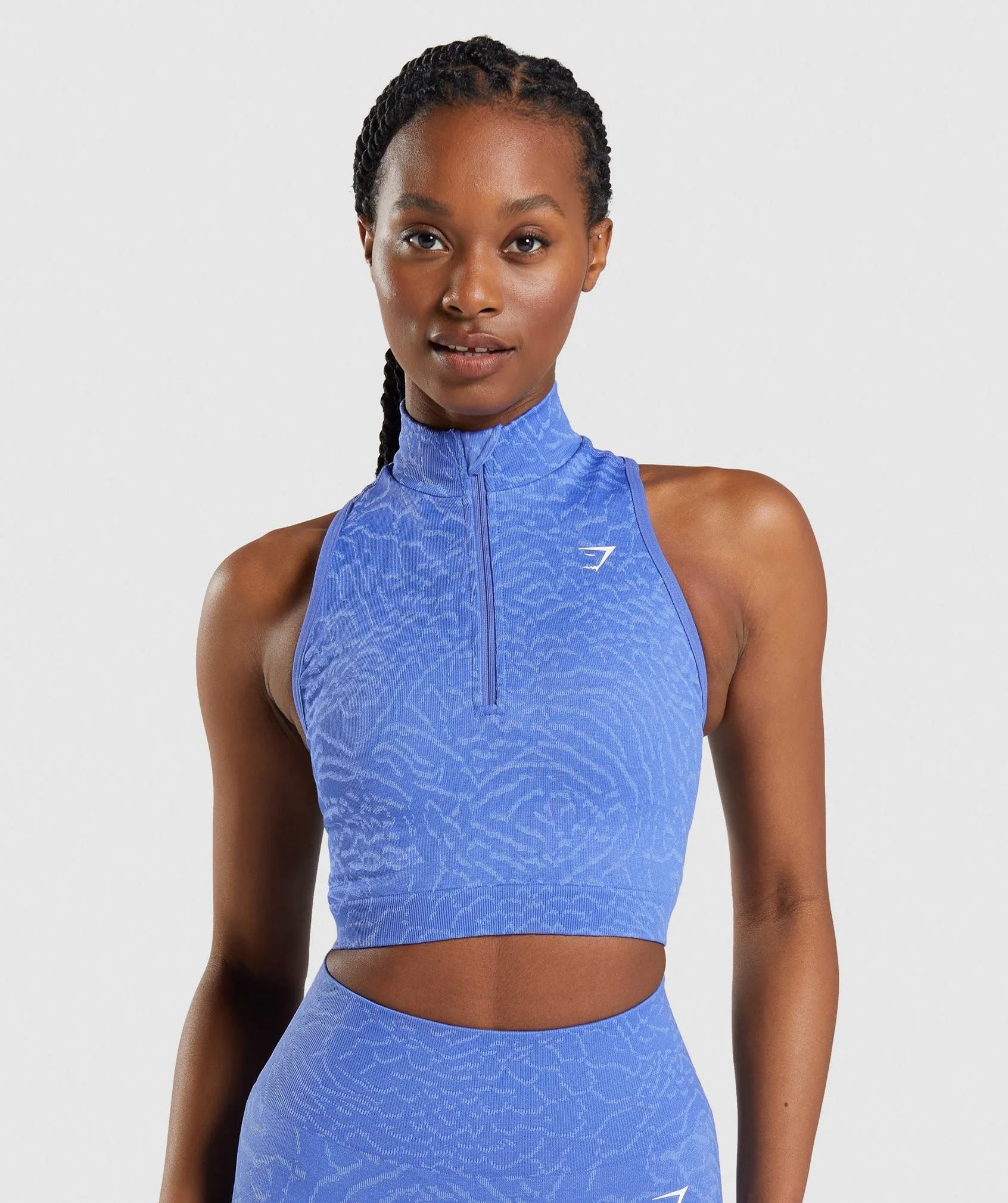 Gymshark Adapt Animal Seamless Crop 1/2 Zip - Hybrid | Court Blue