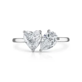 Heart Shaped and Pear Shaped Two-Stone Engagement Ring