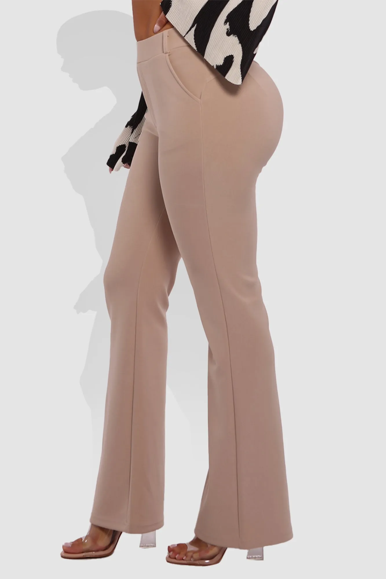 High Rise Pull On Sculpting Flare Pants - Desert Brown