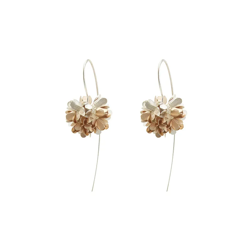 Hydrangea Dangle Rose Gold & Sliver Sterling Silver Pull-Thru Earrings