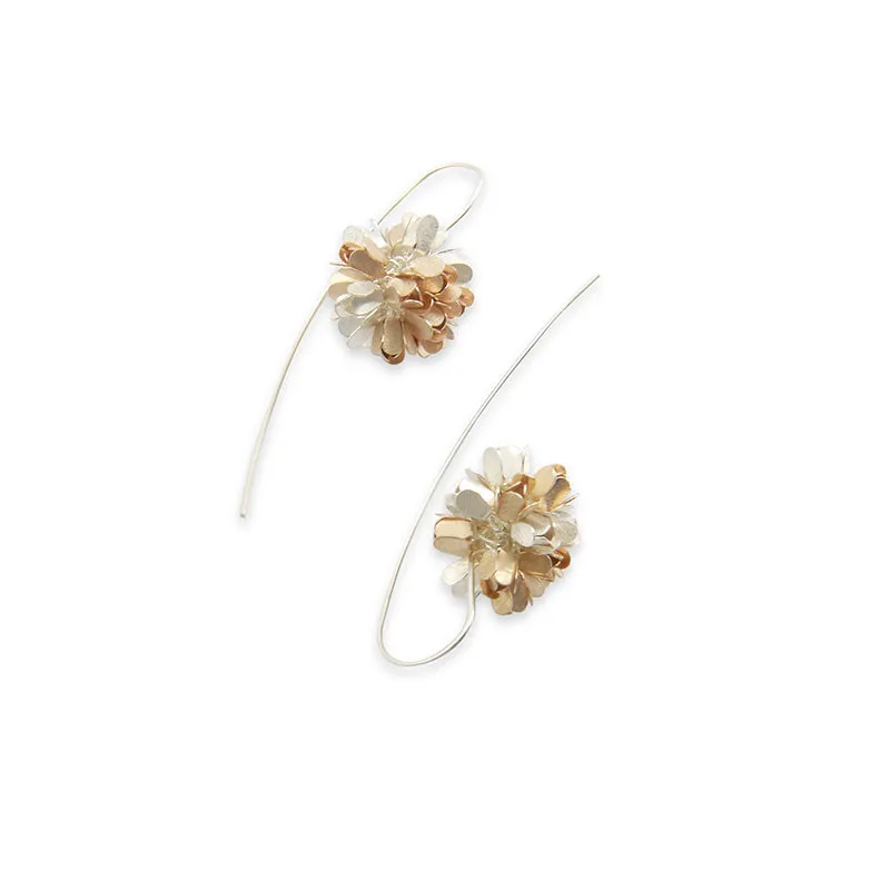 Hydrangea Dangle Rose Gold & Sliver Sterling Silver Pull-Thru Earrings