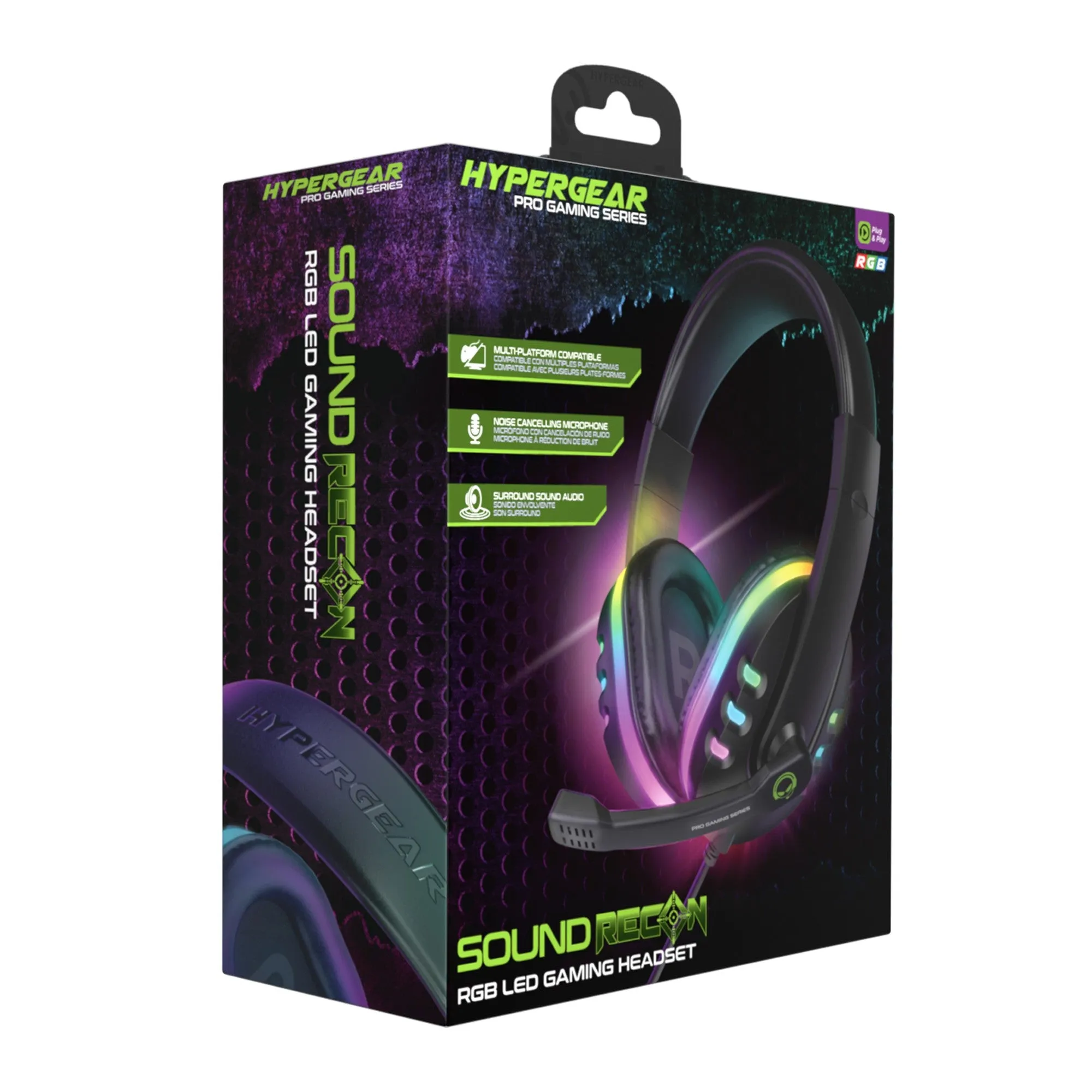 HyperGear SoundRecon RGB LED Gaming Headset - Black - 15-10065