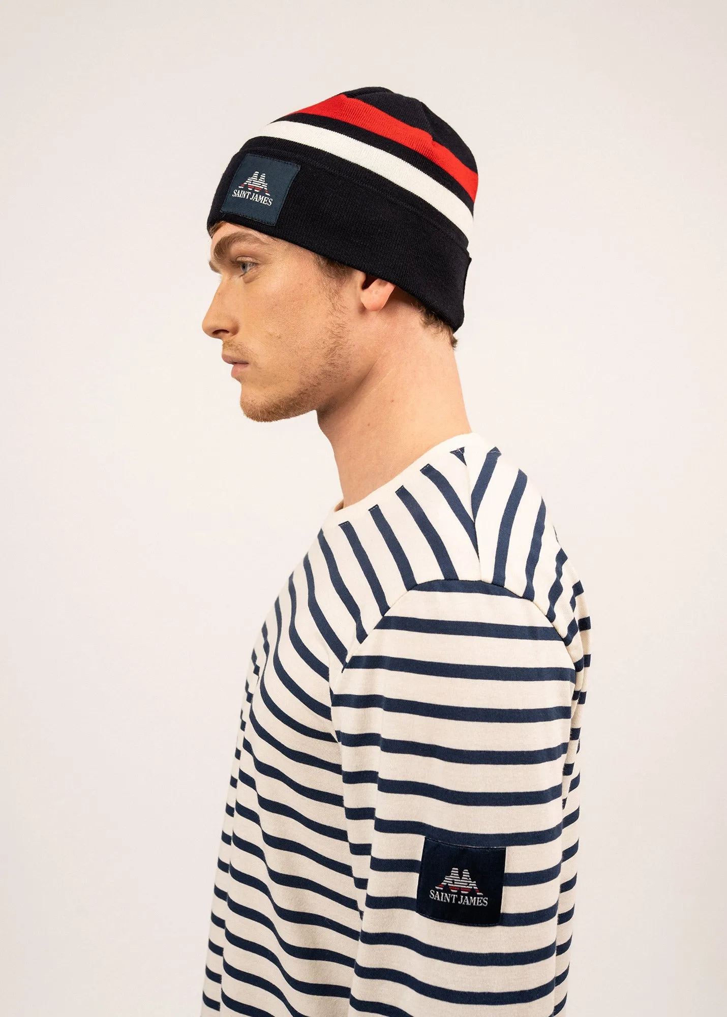 Kop wool hat - SAINT JAMES x Kappa (NAVY/ECUME/TULIPE)