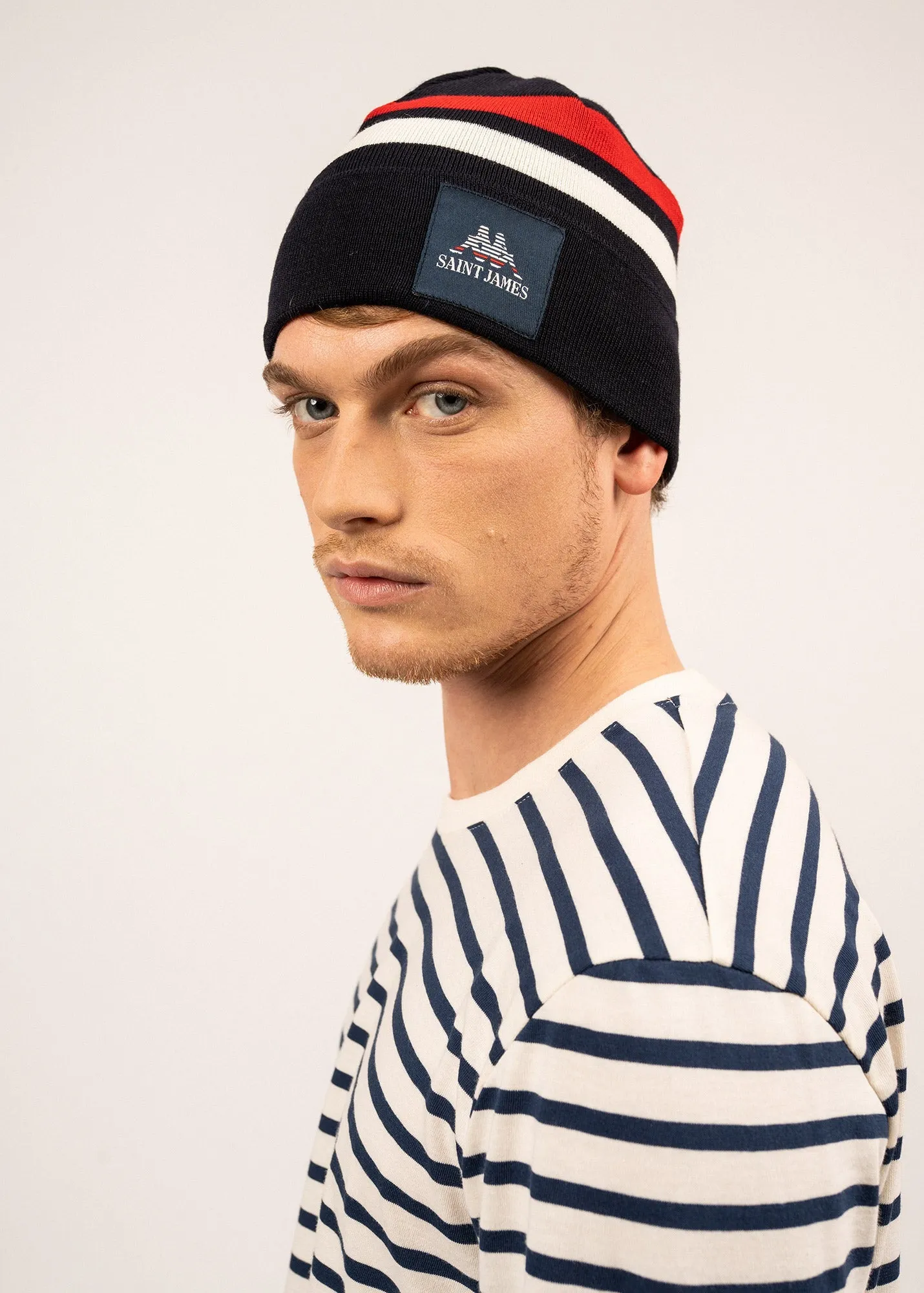 Kop wool hat - SAINT JAMES x Kappa (NAVY/ECUME/TULIPE)