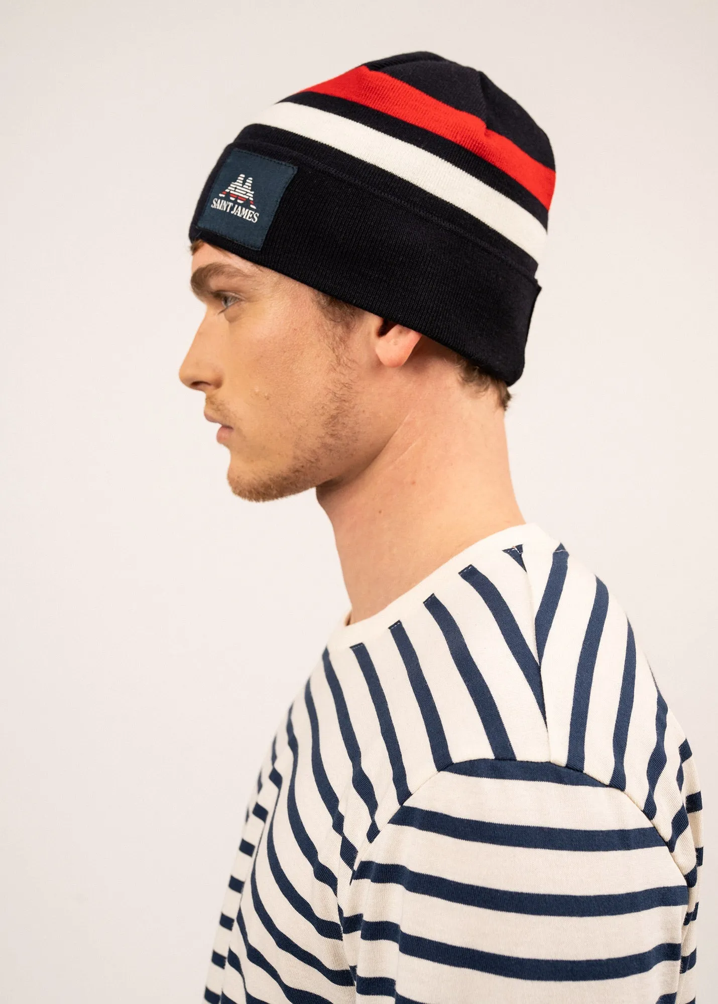 Kop wool hat - SAINT JAMES x Kappa (NAVY/ECUME/TULIPE)