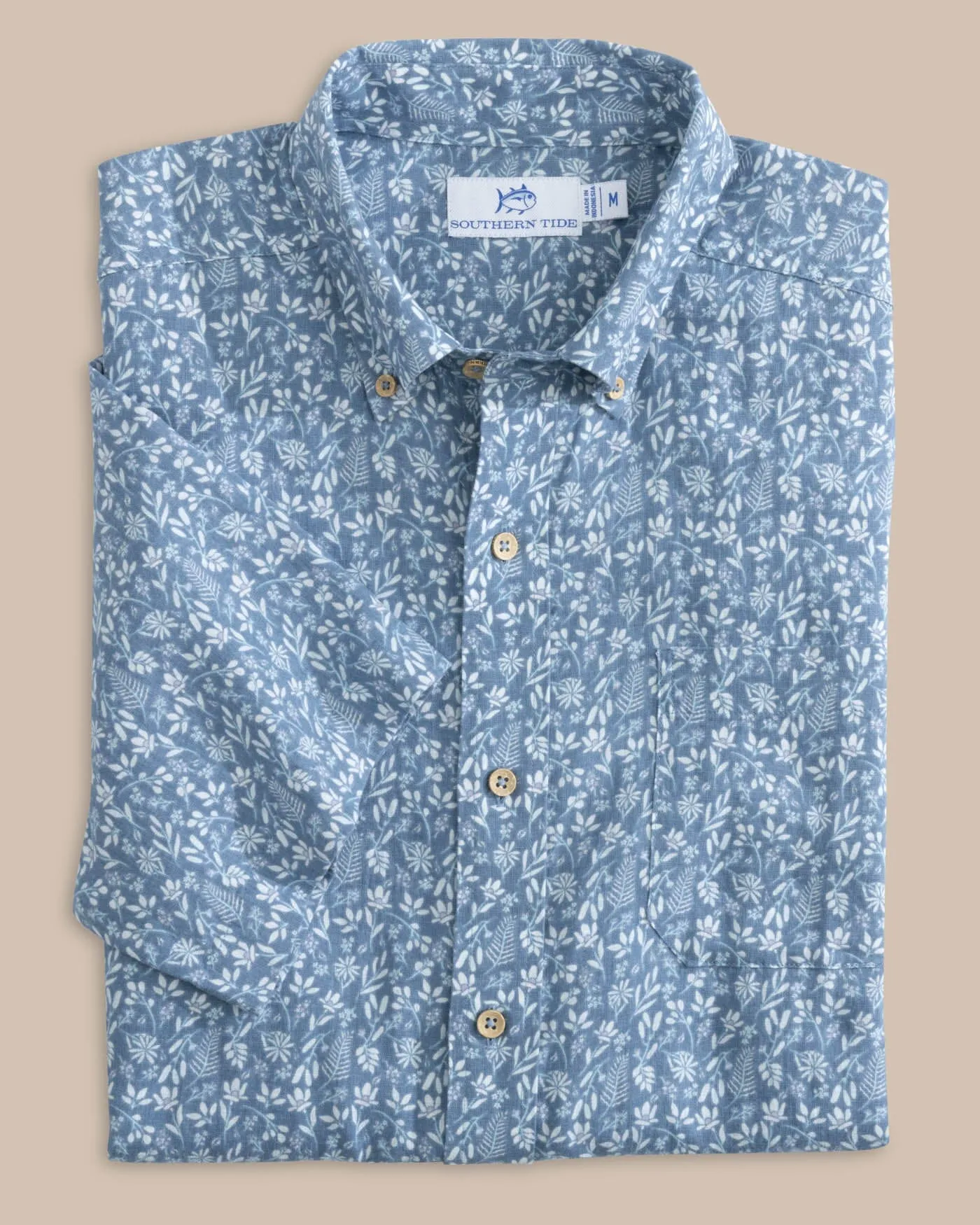 Linen Rayon Ditzy Floral Short Sleeve Sport Shirt