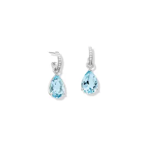 Luiza Earring Drops White Gold - Blue Topaz & Diamond Pavé