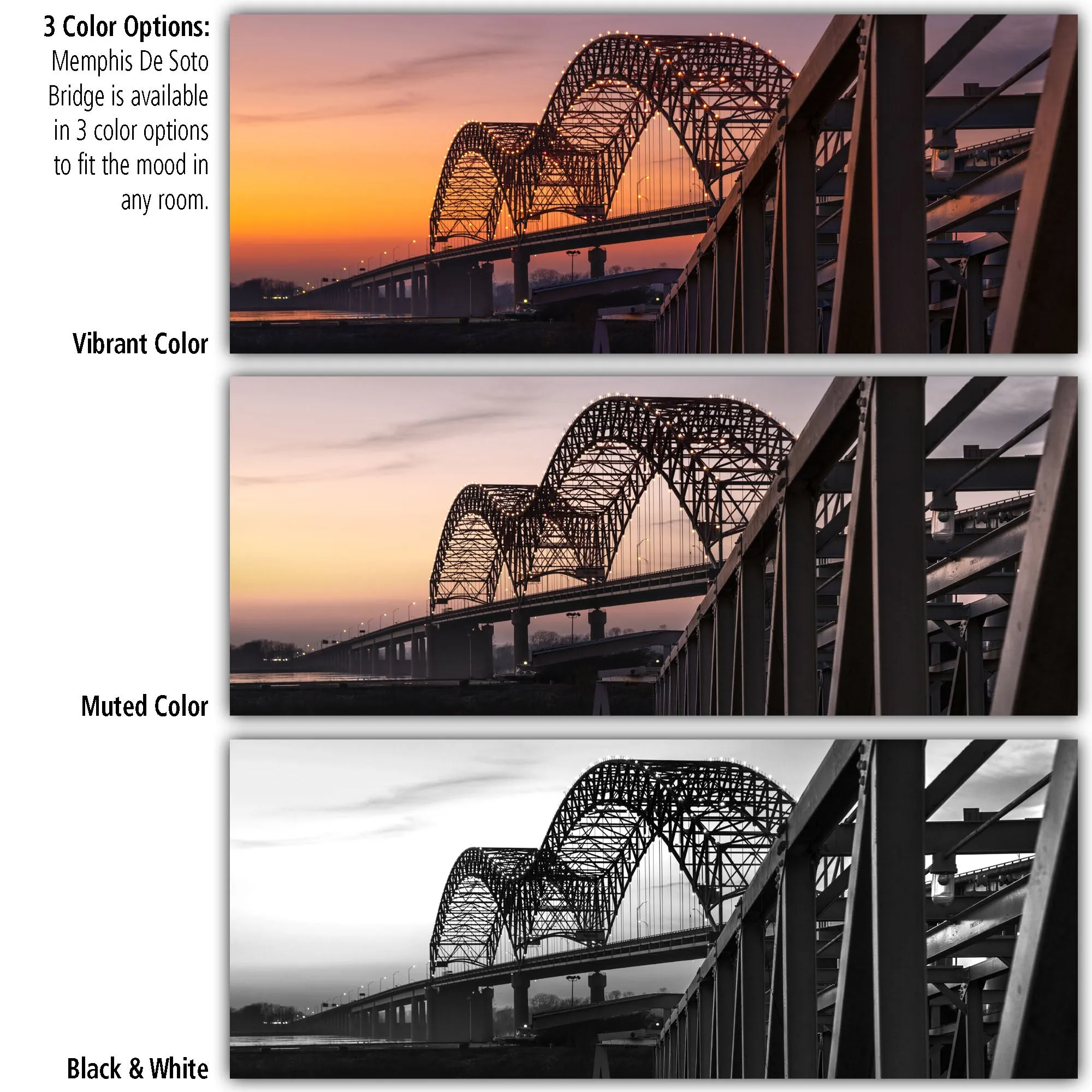 Memphis De Soto Bridge on Canvas