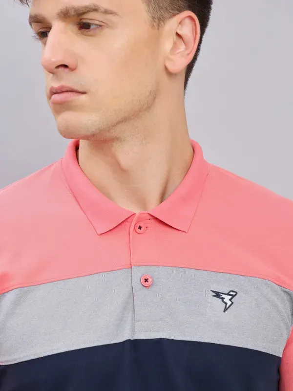 Men Colorblock Slim Fit Polo T-shirt with MATPIQ